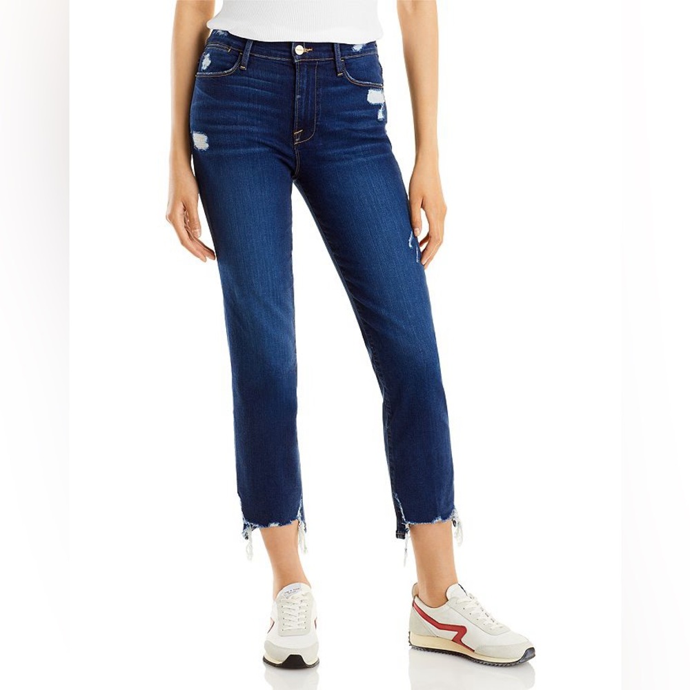 Frame Le High Straight Cobbert Rips Jeans - Picture 11 of 11